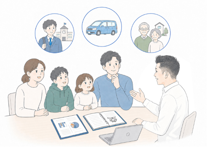 家族と相談イメージイラスト